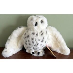 Folkmanis Snowy White Owl 11" Plush Hand Puppet Manual head Turning Toy Tag NWT